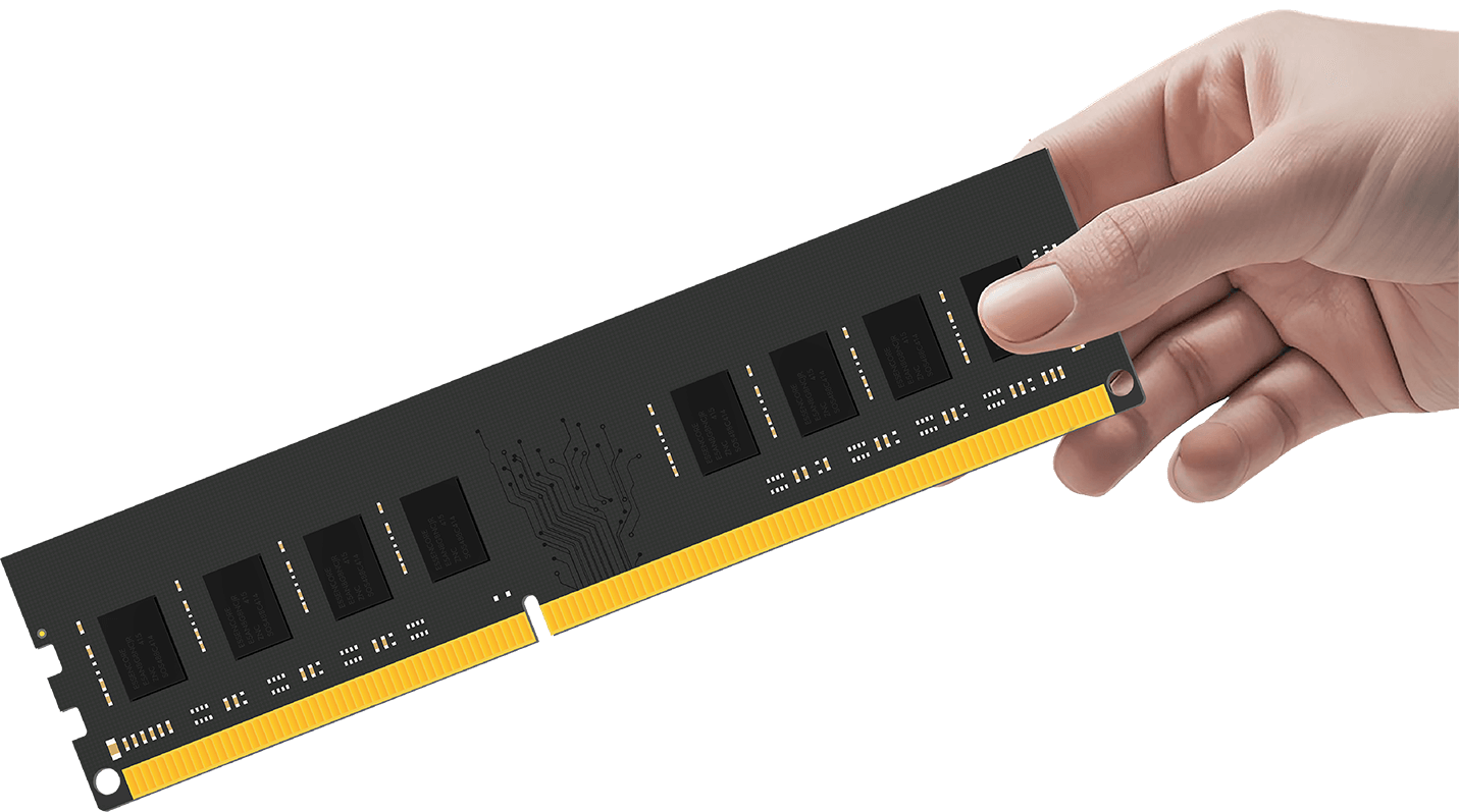 FINGERS Desktop RAM Being Held In Hand