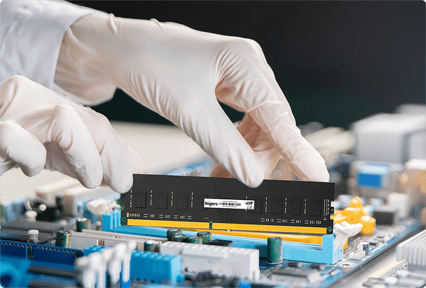 FINGERS RAM Being Put Inside Desktop Mother Board