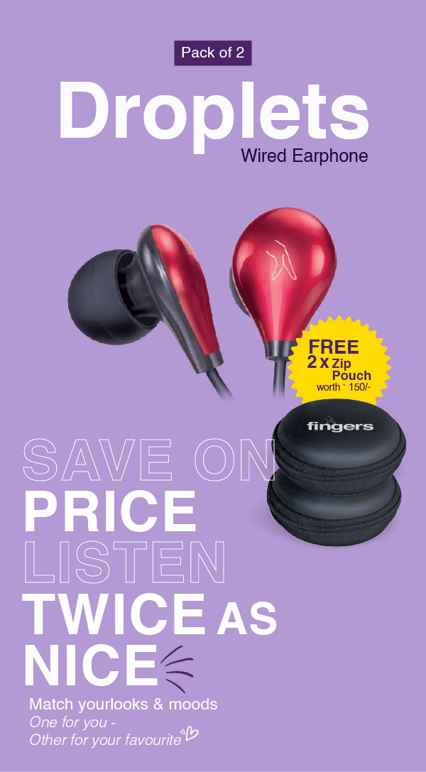 Fingers droplets sales wired earphones