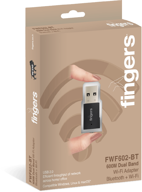 Beautiful Packaging Of FINGERS FWF602 BT WiFi Adapter