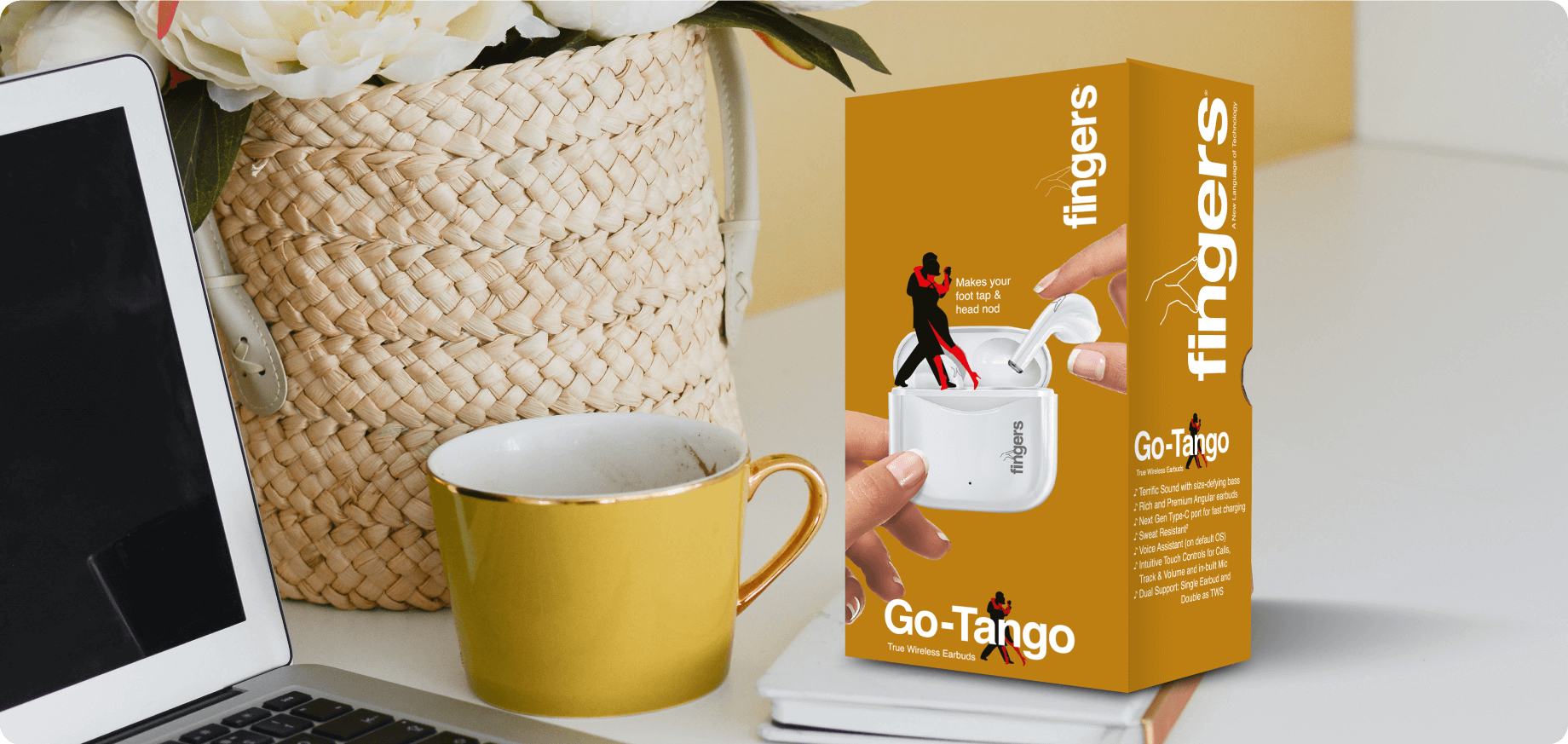FINGERS Go Tango TWS Earbuds with 18 hours playback