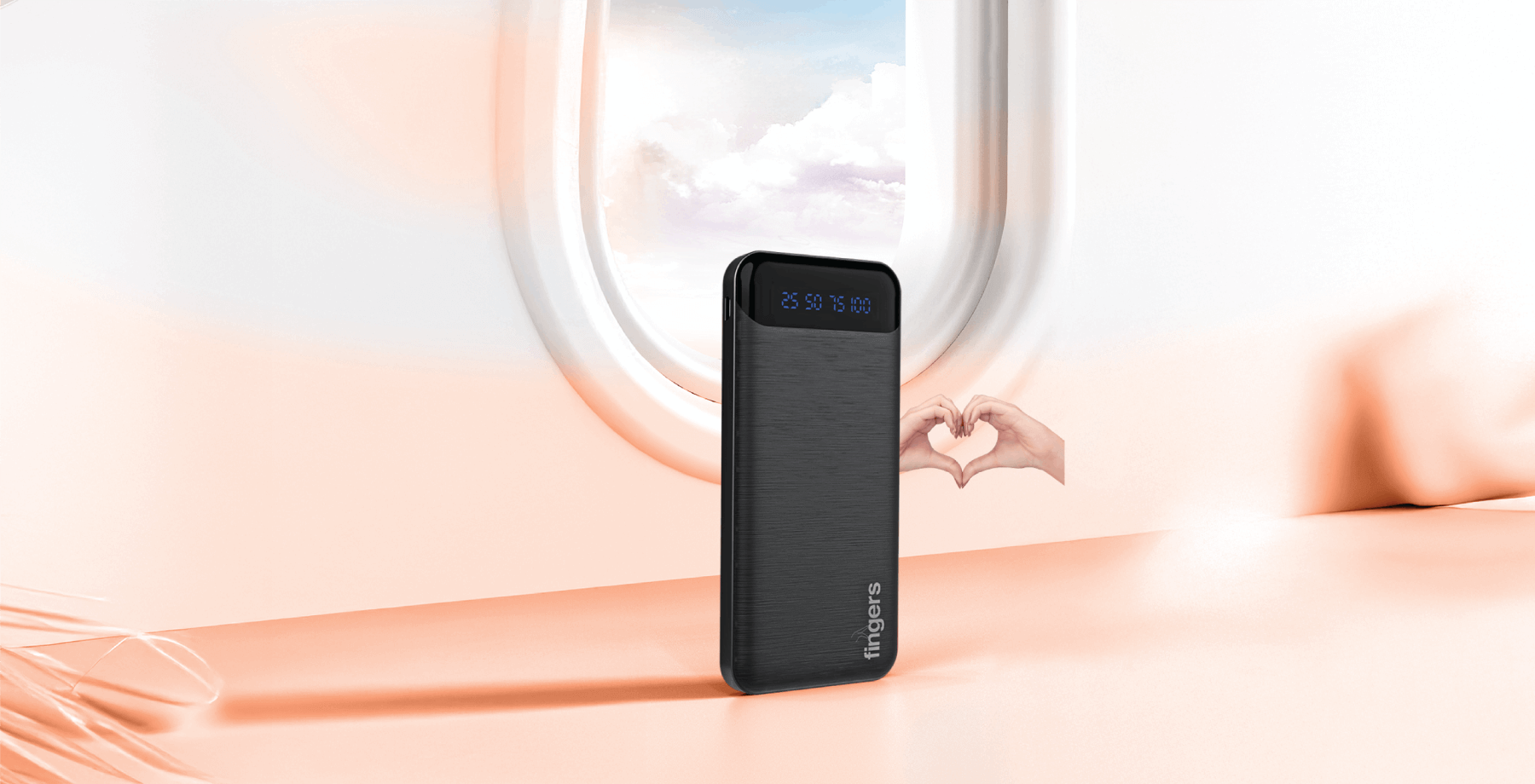 Stunning Front And Top View Of FINGERS Kickstart K15 Dual Device Charger With Digital Display