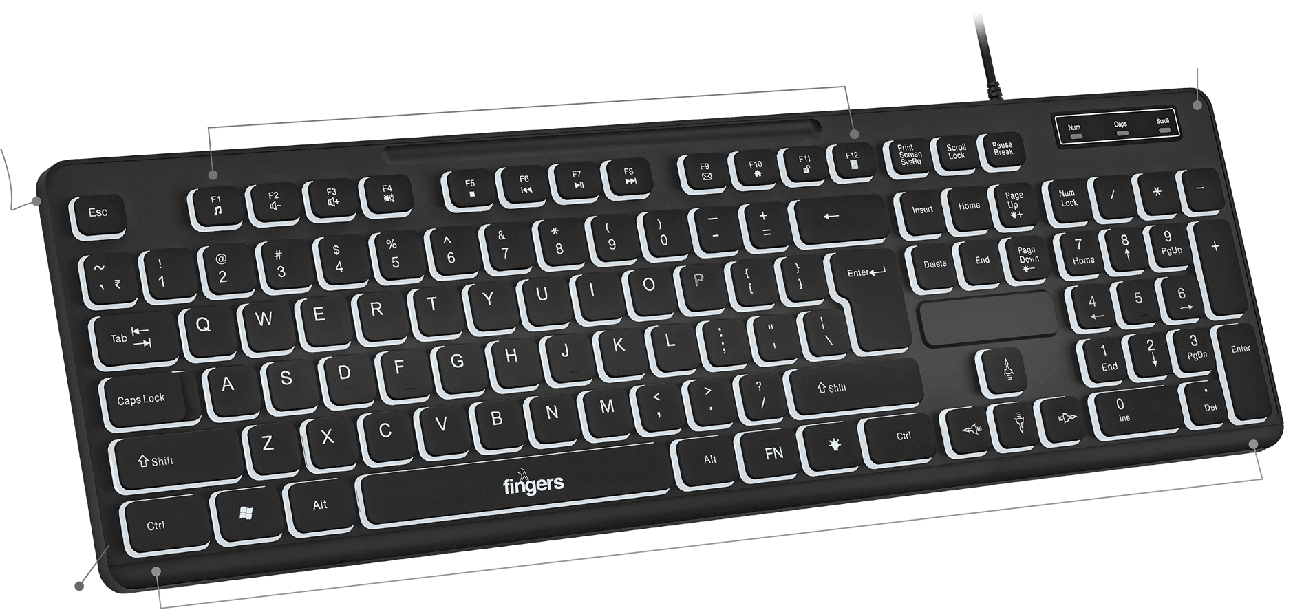 FINGERS Magnifico Duo Wired Deskset Looking Illuminating From Front End.