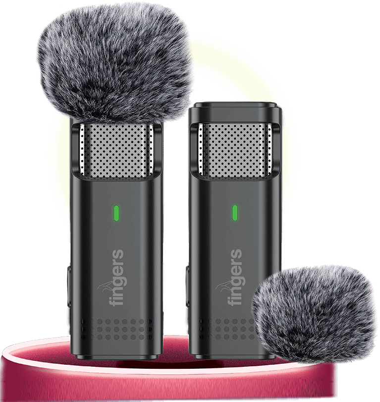 FINGERS PhoneMic Lavalier Wireless Mic With 2 Mic Along With Wind Muff