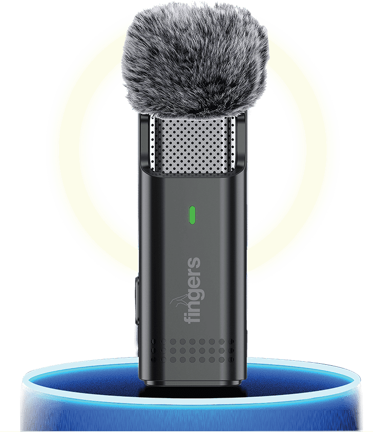 FINGERS PhoneMic Lavalier Wireless Mic With Wind Muff On Top