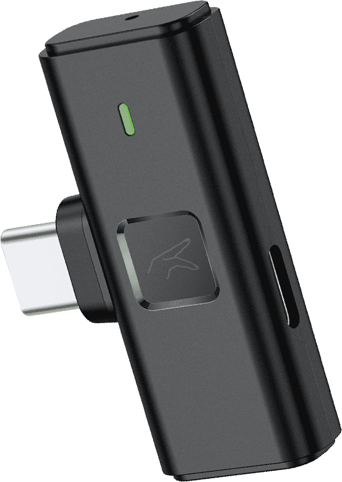 FINGERS PhoneMic Type C Connected To Android Device Receiver Kept Above With Wind Muff