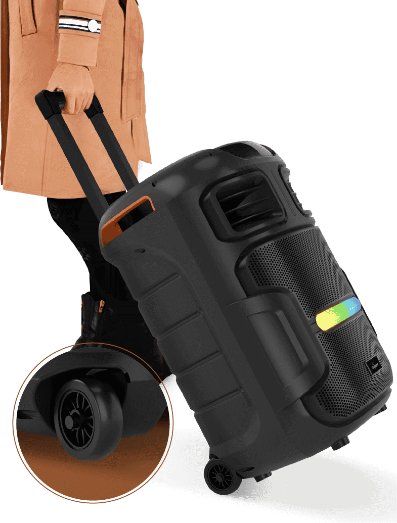 Grab It Wherever You Go FINGERS RollingParties 51 Multimedia Speaker Is Easy To Take On The Go With Rolling Wheel