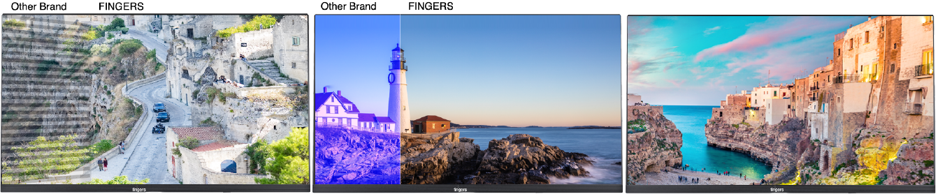 A Look At FINGERS The Big Picture Satin-2150 LED Monitor Comparinf Blue Eye Effect Anti Glare Effect And Flicker Free Effect