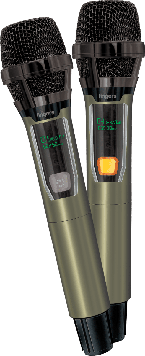 Metallic gold finish and Black mesh head mics of FINGERS