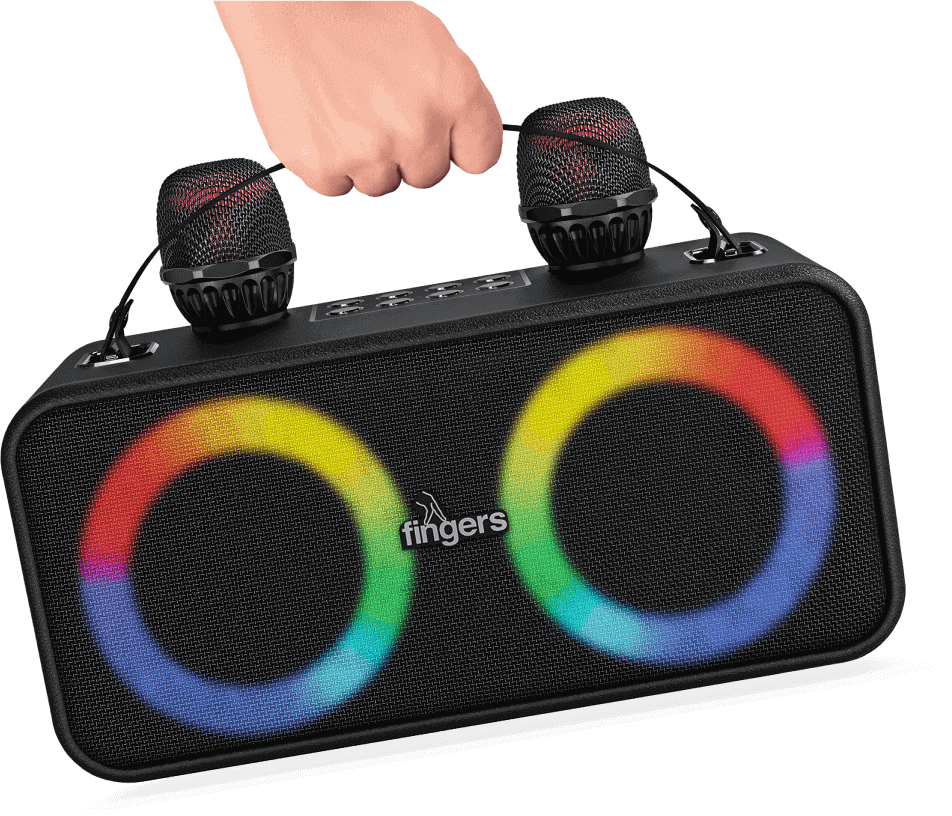 FINGERS 2Mic Karaoke Portable Speaker With 2 Wireless Mic Sync Your Heart With Musical Vibe