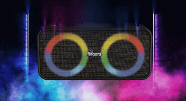 Illuminating Look Of FINGERS 2Mic Karaoke Portable Speaker With RGB Effect