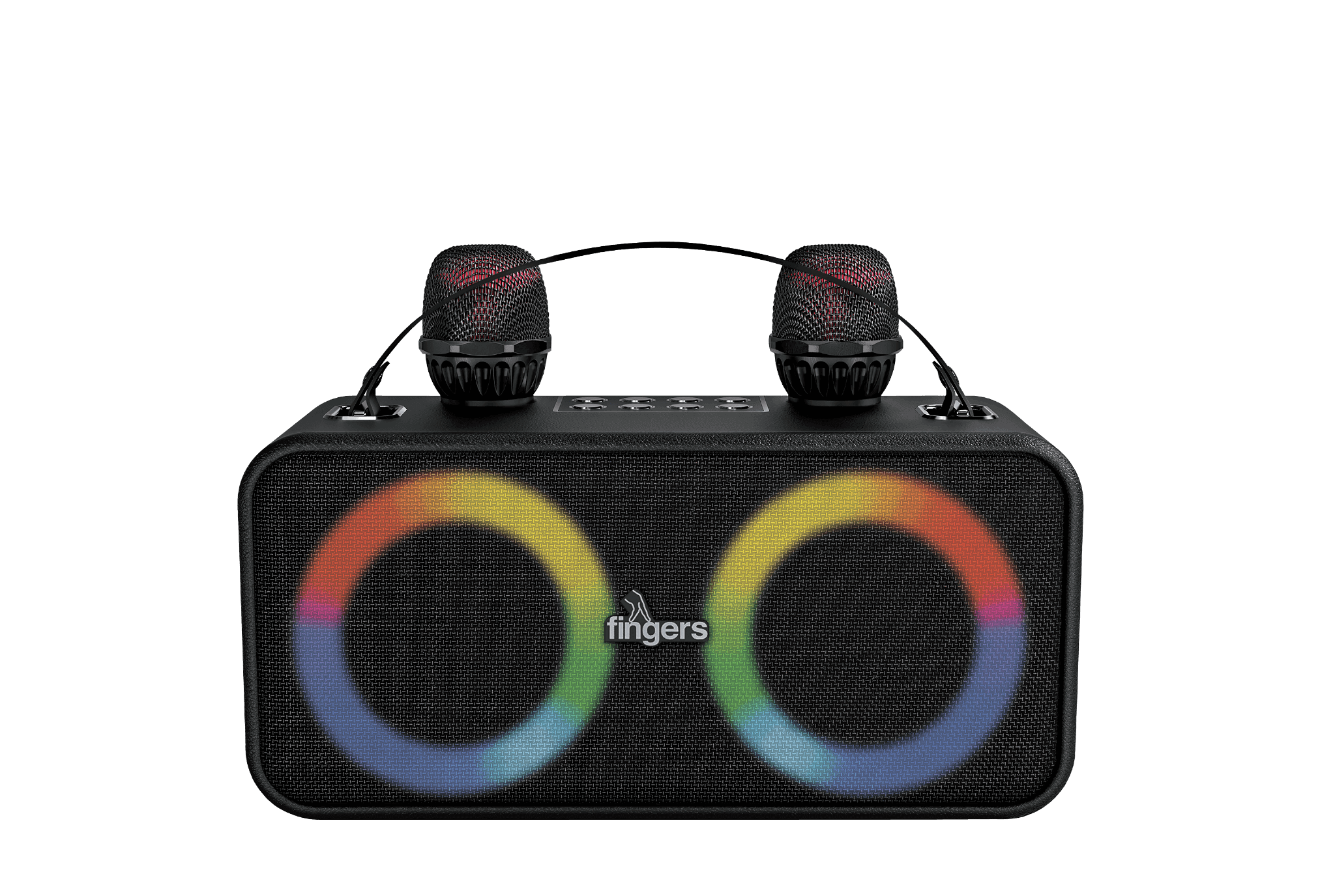Astonishing Look Of FINGERS 2Mic Karaoke Portable Speaker With RGB Lights