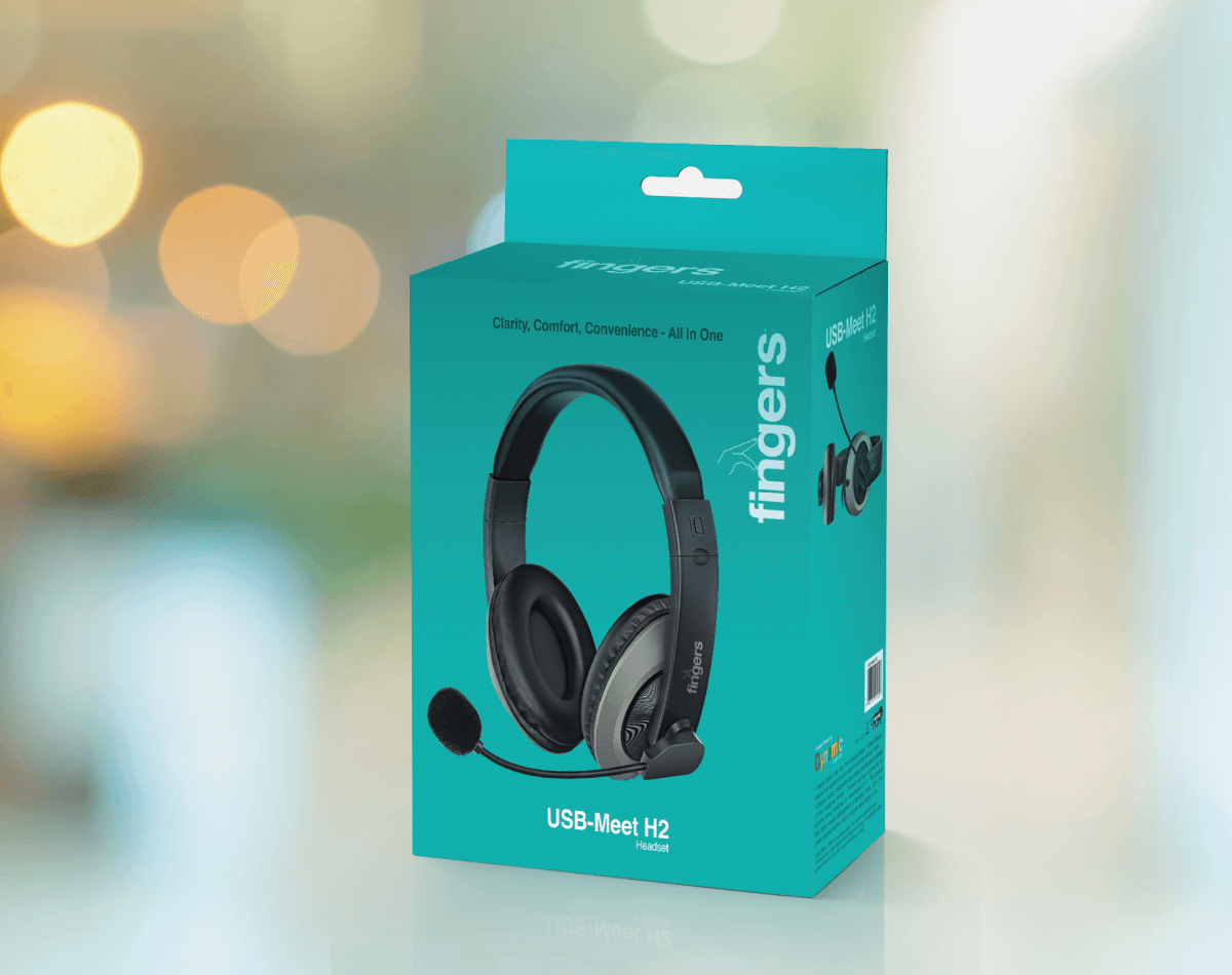 A modern packaging of FINGERS USB Meet H2 wired headphones