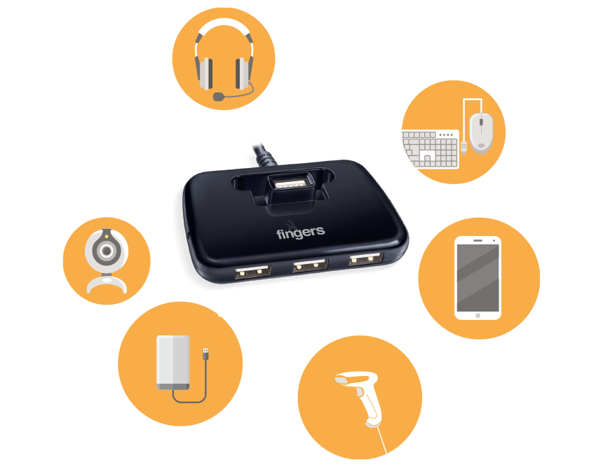 Fingers Quadrant U2.0 4-Port USB Hub