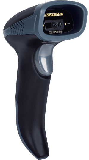 FINGERS 2D-QuickScan WL5 Barcode Reader with QR Code in the background