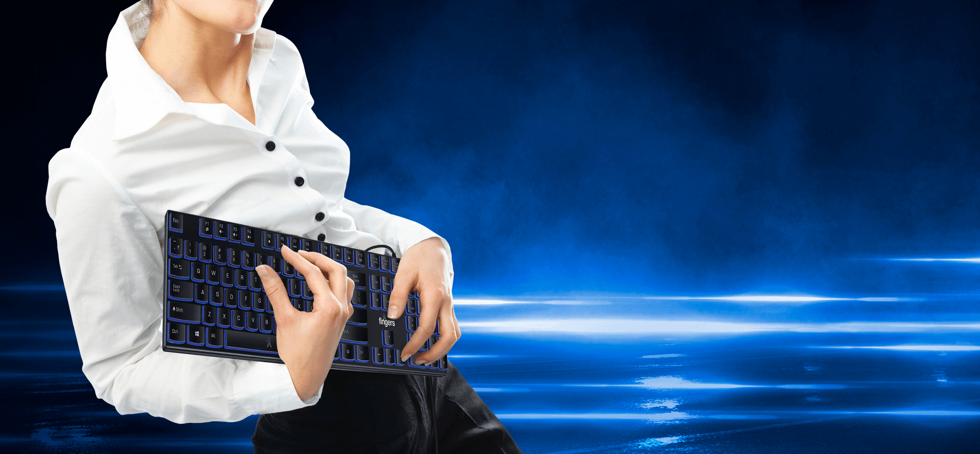 FINGERS Blazing BlueLit Wired Backlit Keyboard